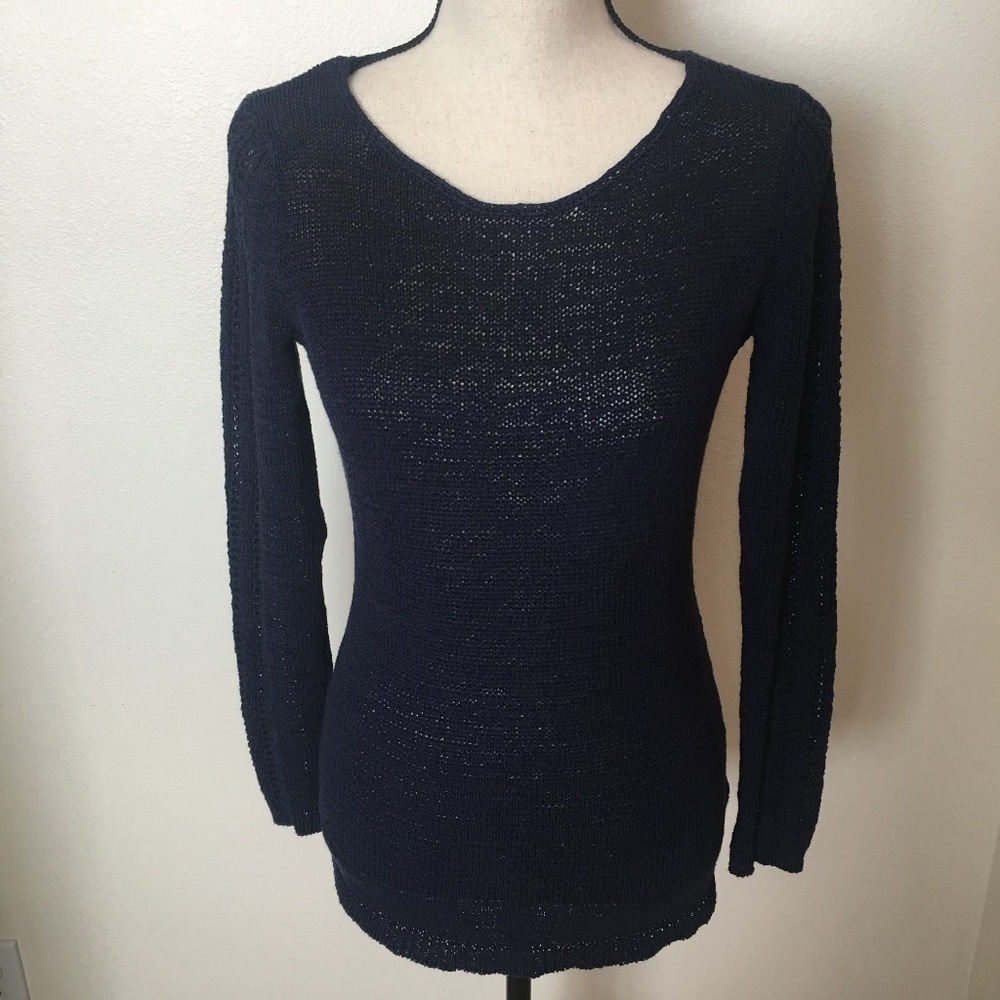 Rachel Zoe Karla Navy Openwork Sweater Sz-S